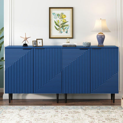 Mirod Set of 2 Modern Minimalist Side Cabinets,Versatile Storage Solution,Adjustable Shelves,Stylish Geometric Door Design,Perfect as TV Stand