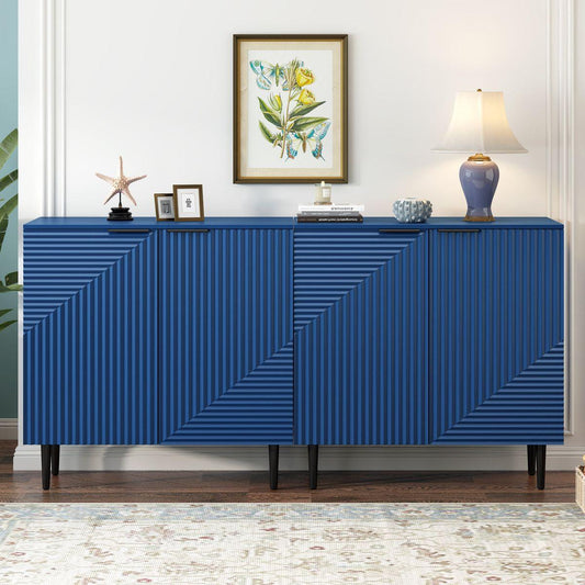 Mirod Set of 2 Modern Minimalist Side Cabinets,Versatile Storage Solution,Adjustable Shelves,Stylish Geometric Door Design,Perfect as TV Stand