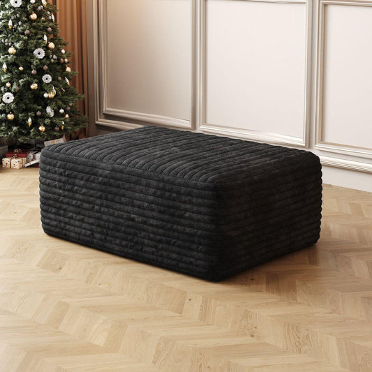 Sofa ottoman ,No Assembly Required,Black(Plush Corduroy Fabric)