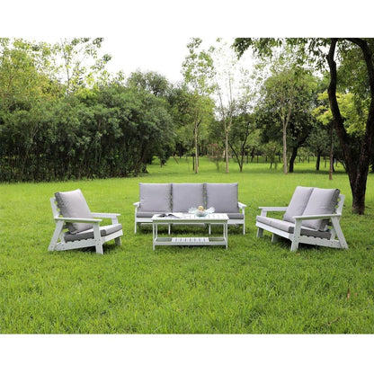 HIPS All-Weather Outdoor Single Sofa with Cushion, White/Grey