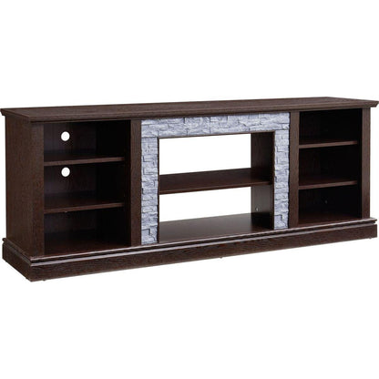 Large Faux Stacked Stone TV Stnad, Desk Storage Rack, Media Console Table with Large Storage Cabinet,Modern TV Media Entertaionment Stand,Cherry, 70.12"Wx15.35"Dx25.83"H