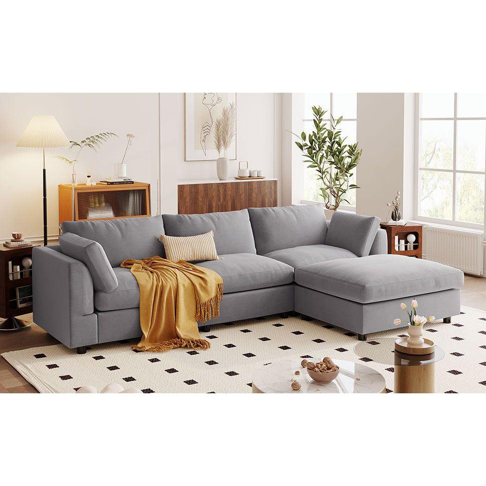 Upholstery Convertible Sectional Sofa, L Shaped Couch with Reversible Chaise