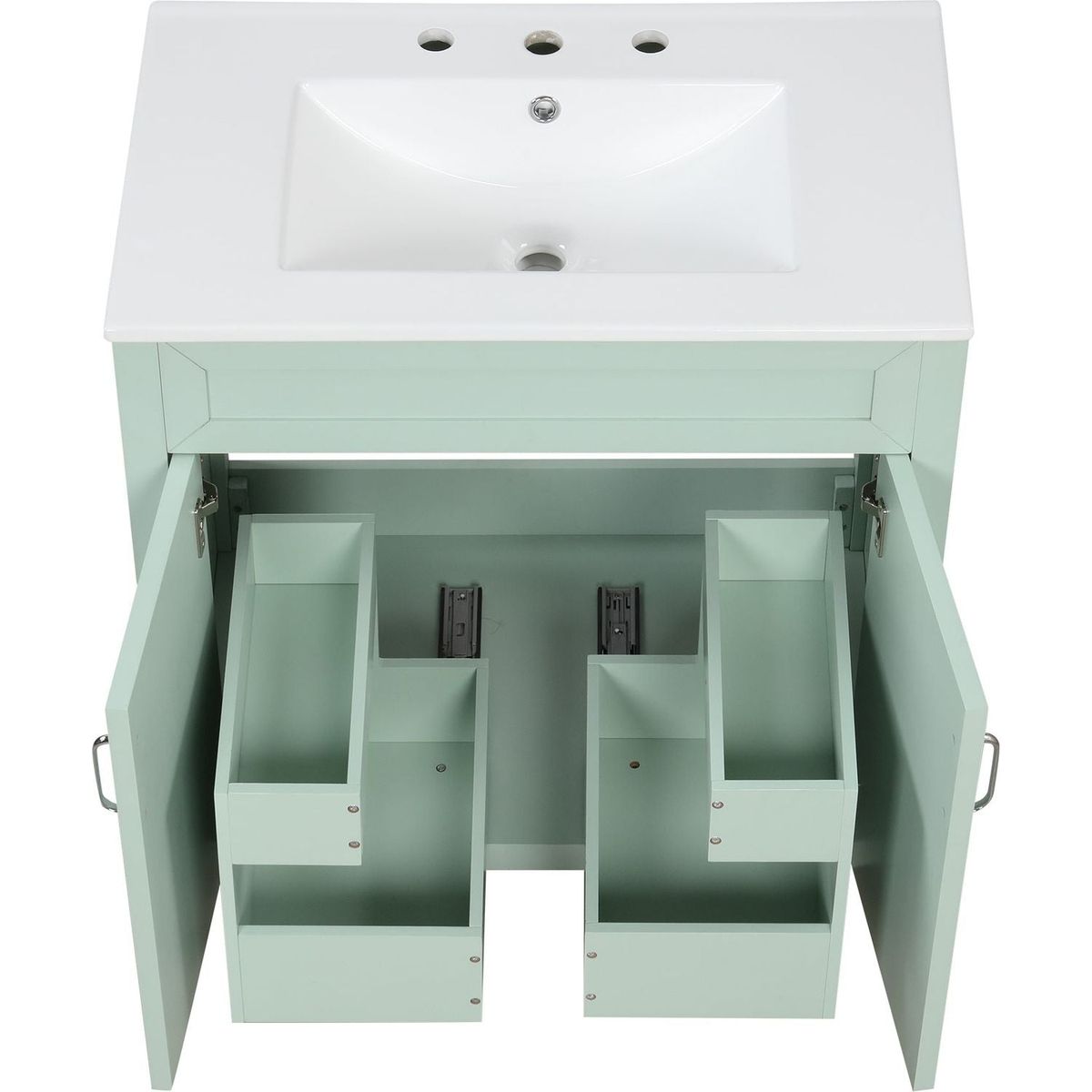 30" Bathroom Vanity with Sink, Multi-functional Bathroom Cabinet with Doors and Drawers, Solid Frame and MDF Board, Green