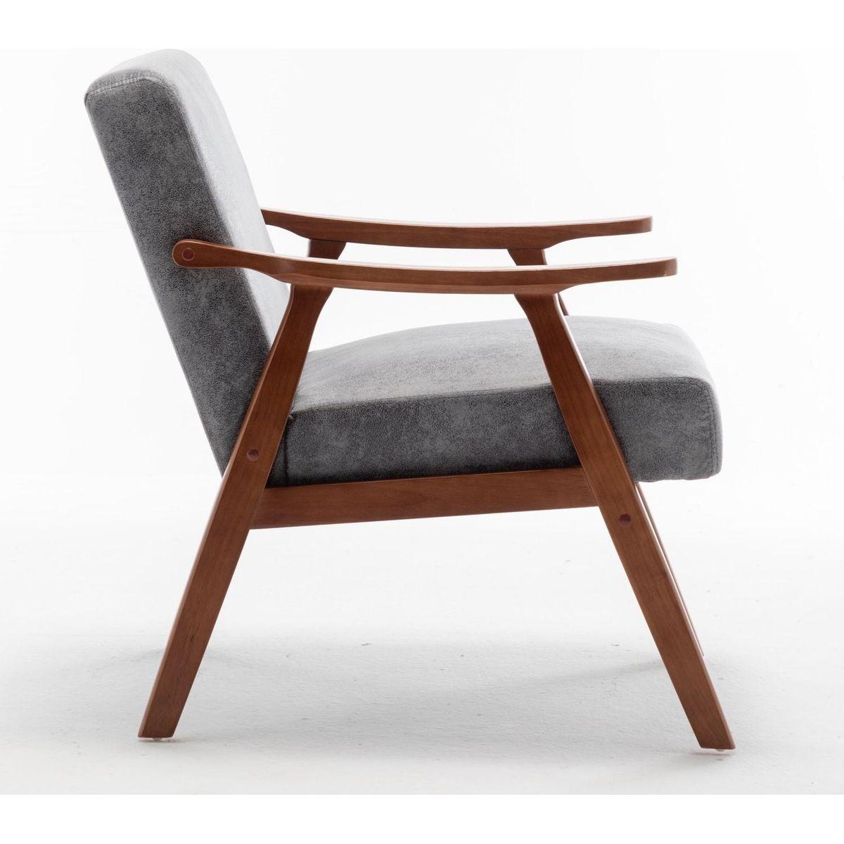 Mid-Century Modern Chair, Living Room Chair with Solid Wood Frame, Accent Chair Extra-Thick Backrest, Wingback Chair for Bedroom, Reading Room, Living Room, Lounge Chair Indoor