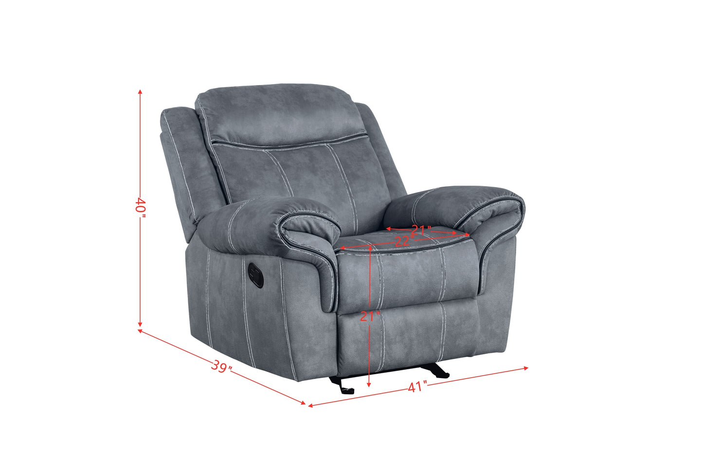 Zubaida Glider Recliner, 2-Tone Gray Velvet