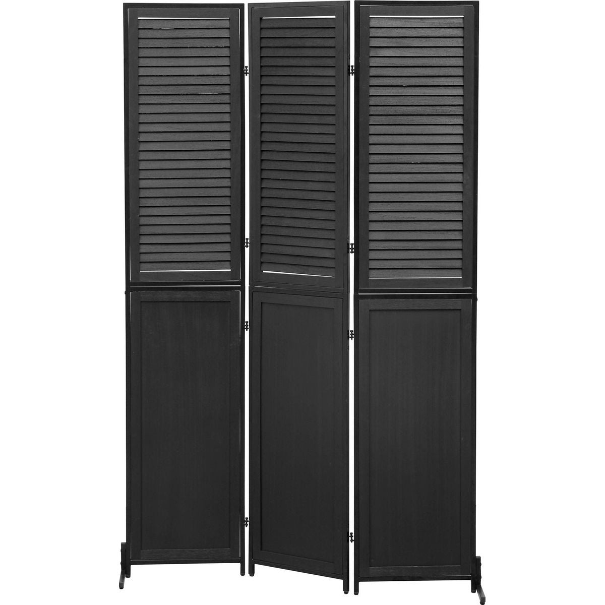 3 Panel Room Divider 6Ft Wood Folding Privacy Screen Black Room Separator Free Standing Wall Dividers (Black)