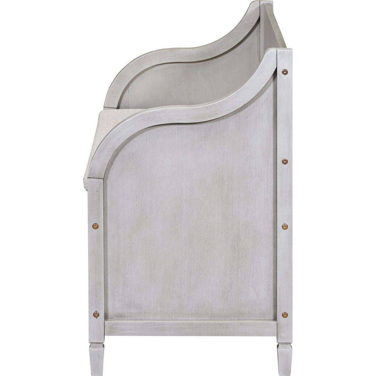 Rustic Style Solid wood Entryway Multifunctional Storage Bench with Safety Hinge (Gray Wash+ Beige)