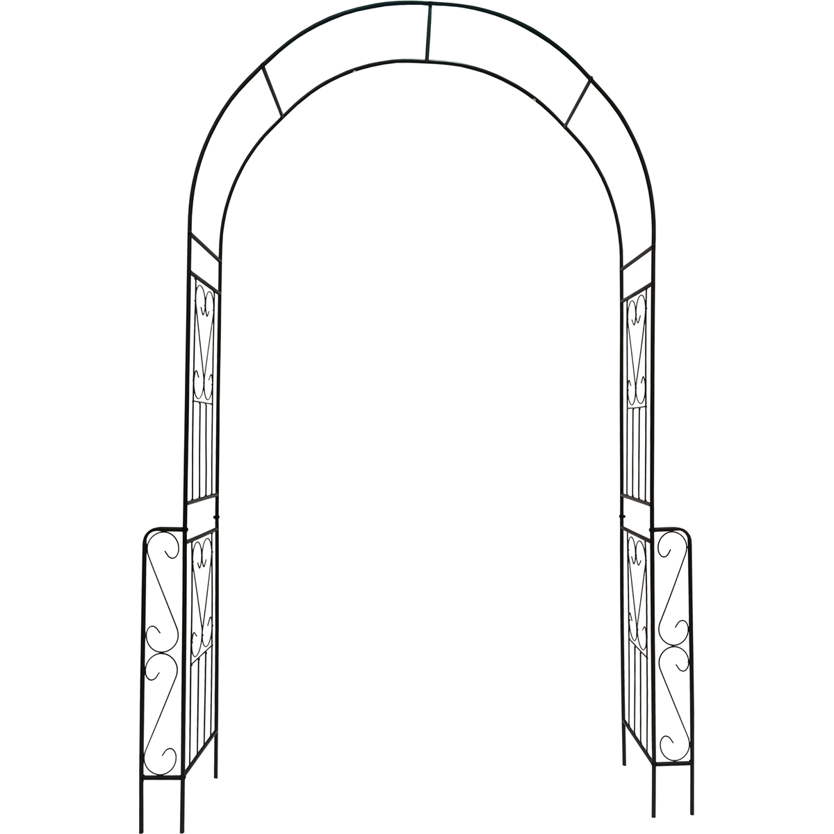 Metal Garden Arch W55" x H94.5" Garden Arbor Trellis Climbing Plants Support Rose Arch Outdoor Arch Black