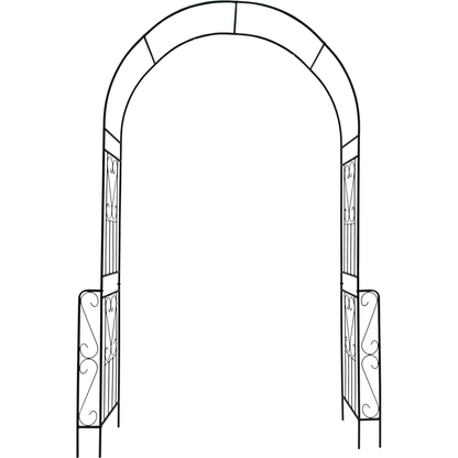 Metal Garden Arch W55" x H94.5" Garden Arbor Trellis Climbing Plants Support Rose Arch Outdoor Arch Black