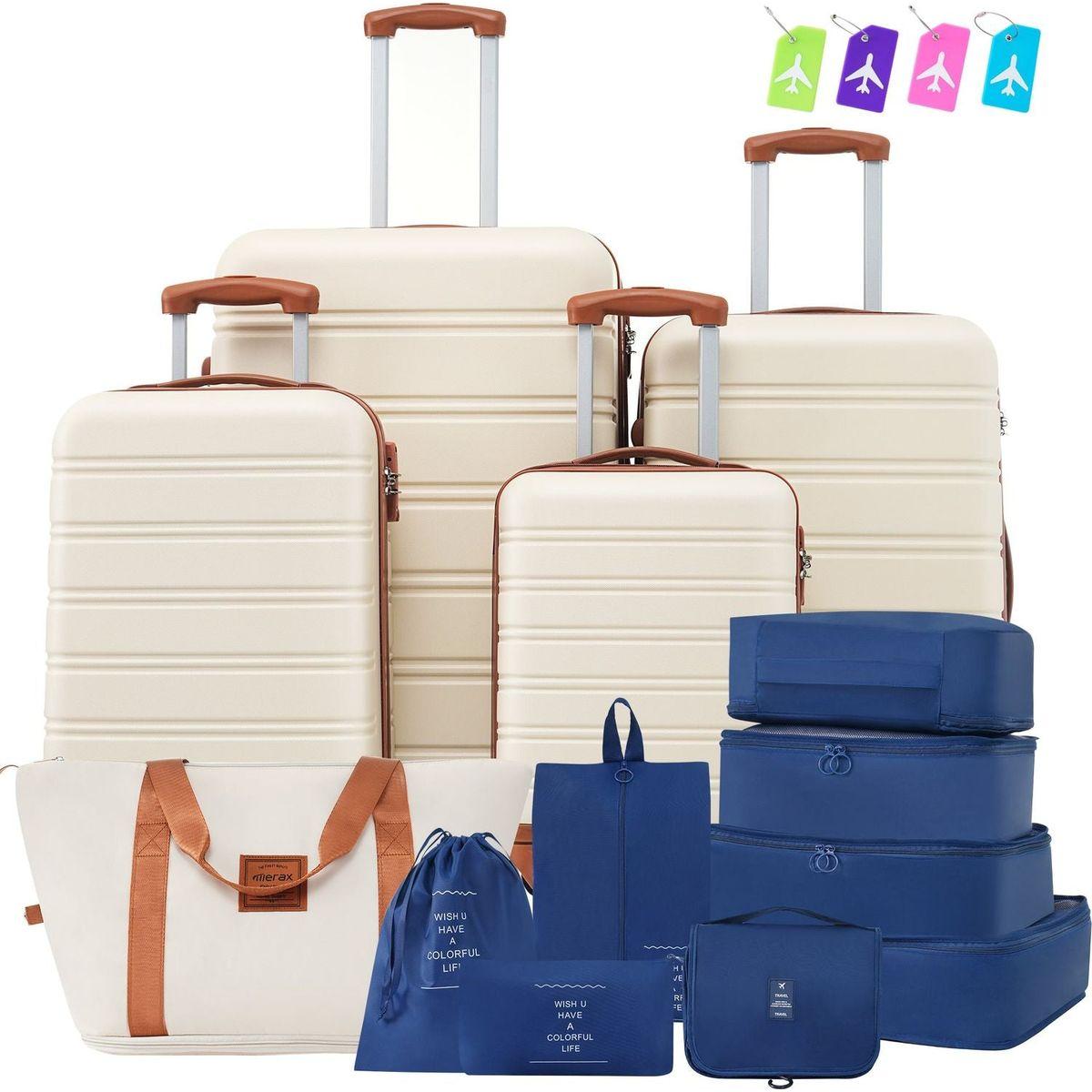 Hardshell Luggage Sets 4 pcs + Bag Spinner Suitcase with TSA Lock Lightweight-16"+20"+24"+28" Luggages