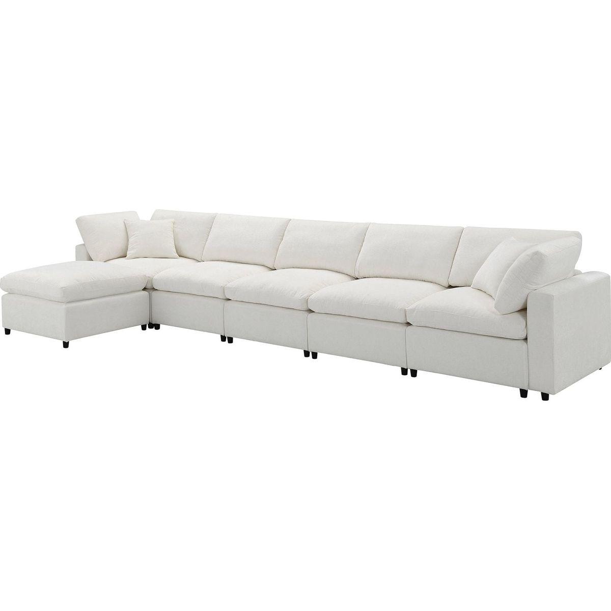 130x65" Modern Modular Cloud Sofa Bed, 6 Seat Chenille Sectional Couch Set with Ottoman,Free Combination,Convertible U Shaped Sleeper Sofa for Living Room, Apartment, 3 Colors