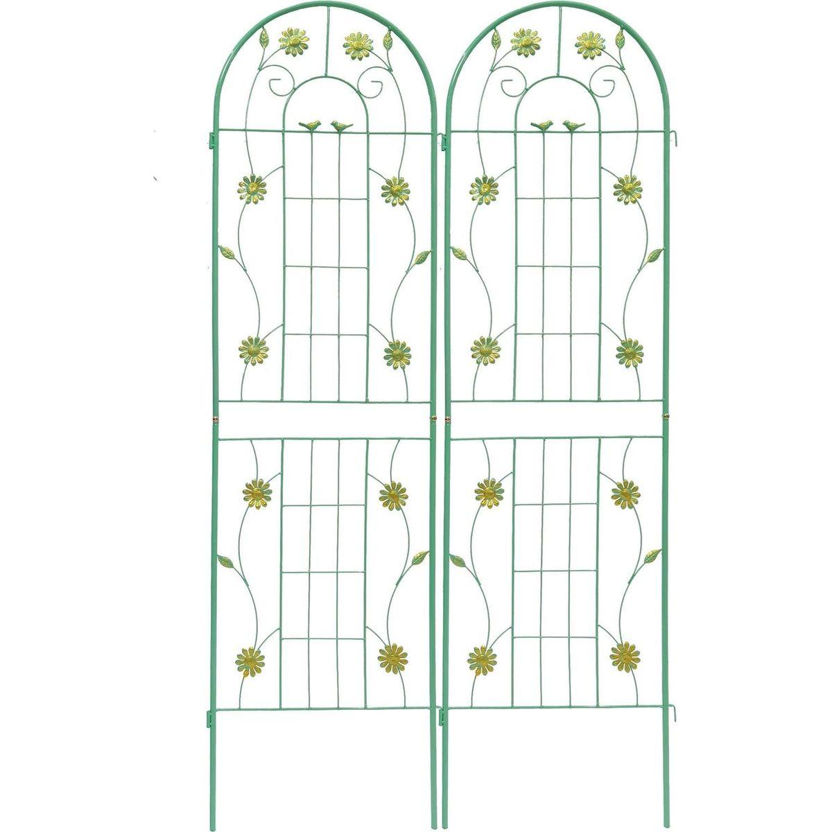 2 Pack Metal Garden Trellis 71" x 19.7" Rustproof Trellis for Climbing Plants Outdoor Flower Support Green