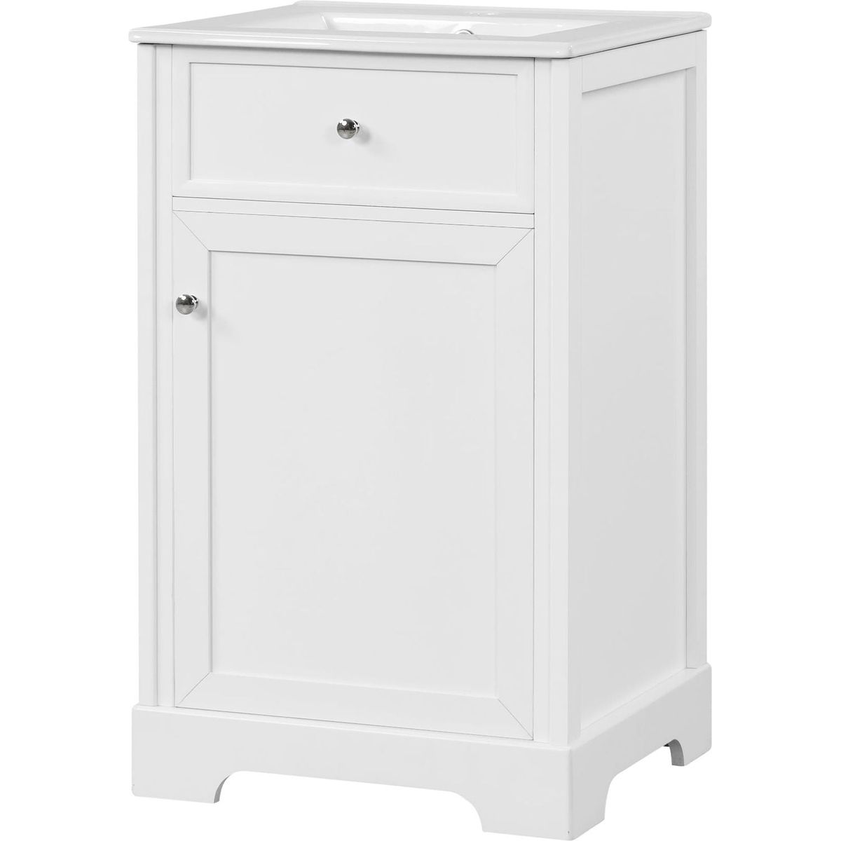 20" Bathroom Vanity with Sink, Bathroom Cabinet with Soft Closing Door, Storage Rack and Adjustable Shelve, White