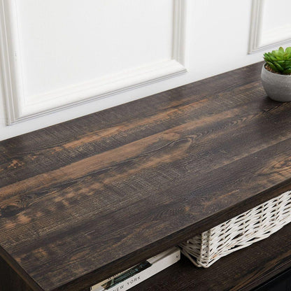 Media Console Table with Storage Cabinet, Mid Century style Entertainment TV Table, Multipurpose Sliding Door TV Cabinet Large Storage Space, 58.11"Wx15.79"Dx32.36"H Antique brown