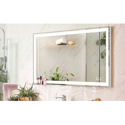 48x24 inch LED Bathroom Vanity Mirror Wall Mounted Adjustable White/Warm/Natural Lights Anti-Fog Touch Switch with Memory Modern Smart Large Bathroom Mirrors