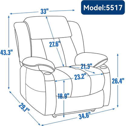 Up to 350 LBS Chenille Power Lift Recliner Chair, Heavy Duty Motion Mechanism with 8-Point Vibration Massage and Lumbar Heating, USB and Type-C Ports, Stainless Steel Cup Holders, Brown