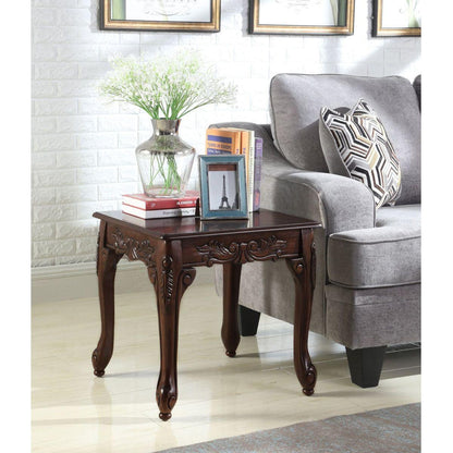 Traditional Ornate Detailing Dark Cherry Finish Wood End Table - Streamdale Furniture