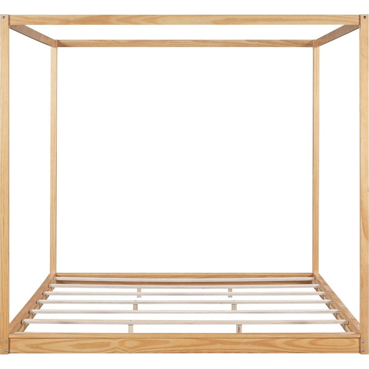 King Size Canopy Platform Bed with Support Legs, Natural