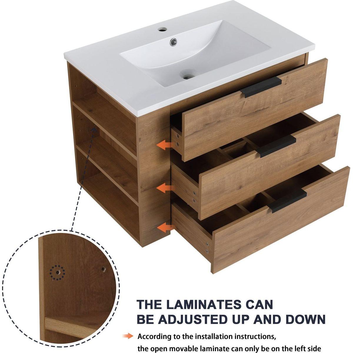 30 Inch Bathroom Vanity With Top(GGRB3020MOWH)