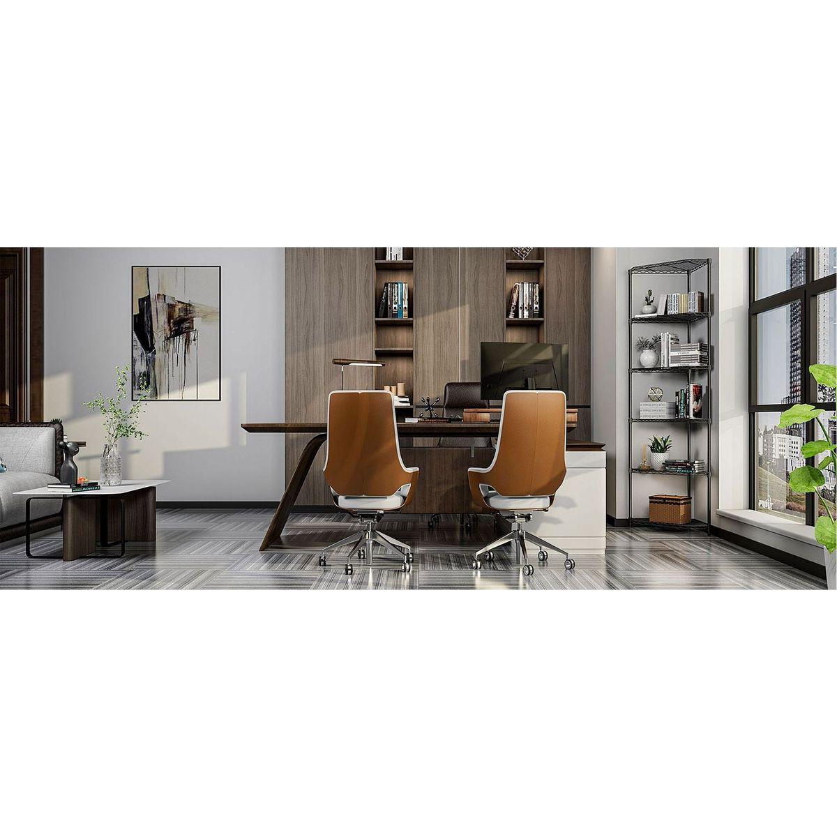 6 Tier Shelf Corner Wire Shelf Rack Pentagonal Shelves Adjustable Metal Heavy Duty Free Standing Corner Storage Display Chrome Rack for Bathroom, Living Room, Kitchen - Black