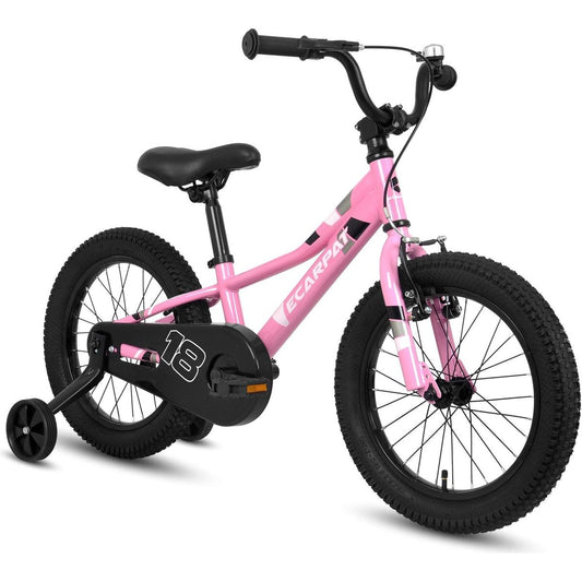 Kids' Bike 18 Inch Wheels, 1-Speed Boys Girls Child Bicycles For6-9Years, With Removable Training Wheels Baby Toys, Front V Brake, Rear Holding Brake