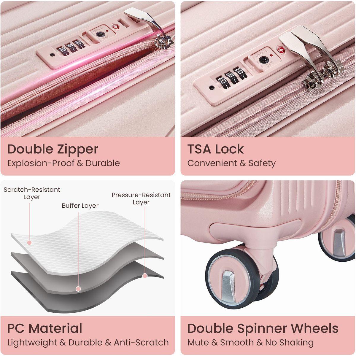 Luggage Sets 3 Piece(20/24/28), Expandable Carry On Luggage with TSA Lock Airline Approved, 100% PC Hard Shell and Lightweight Suitcase with Front Pocket and Spinner Wheels