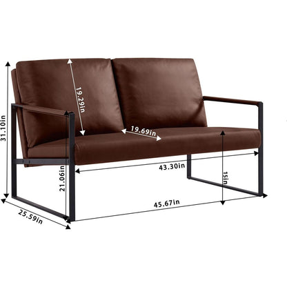 Lounge, living room, office or the reception area PVC leather accent arm chair with Extra thick padded backrest and seat cushion sofa chairs,Non-slip adsorption feet,sturdy metal frame,brown