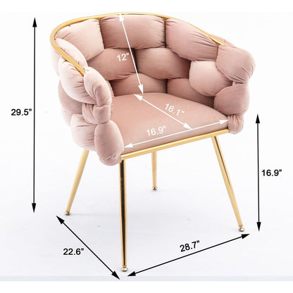 Luxury modern simple leisure velvet single sofa chair bedroom lazy person household dresser stool manicure table back chair pink set of 2