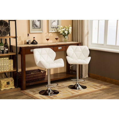 Glasgow Contemporary Tufted Adjustable Height Hidraulic Bar Stools, Set of 2, White