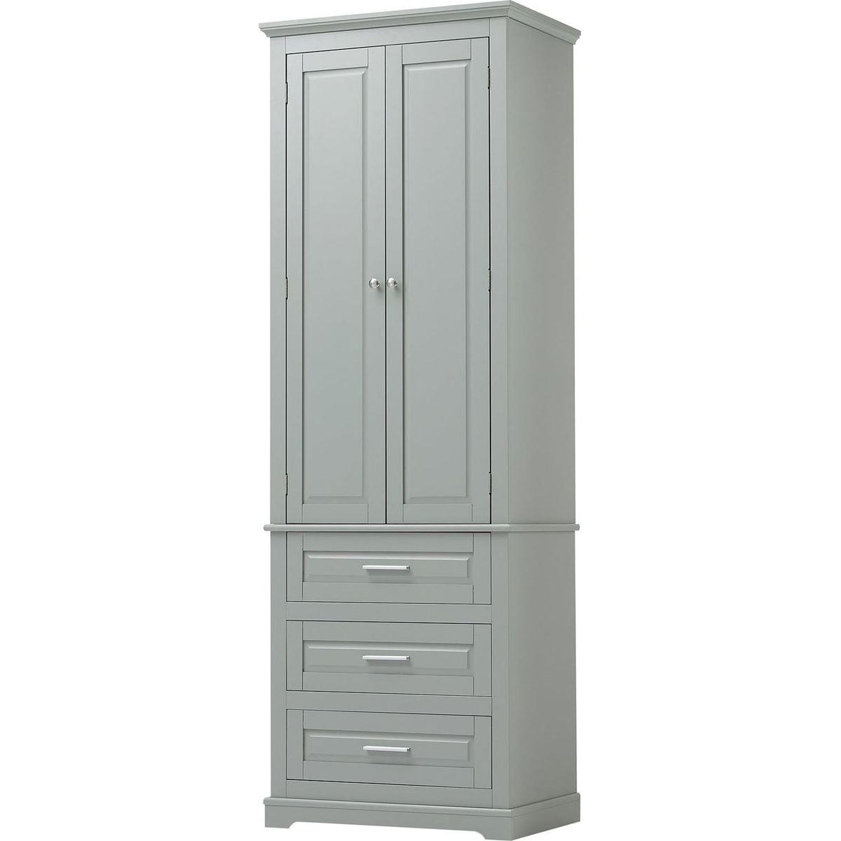 Tall Storage Cabinet with Three Drawers for Bathroom/Office, Grey
