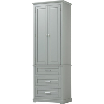 Tall Storage Cabinet with Three Drawers for Bathroom/Office, Grey