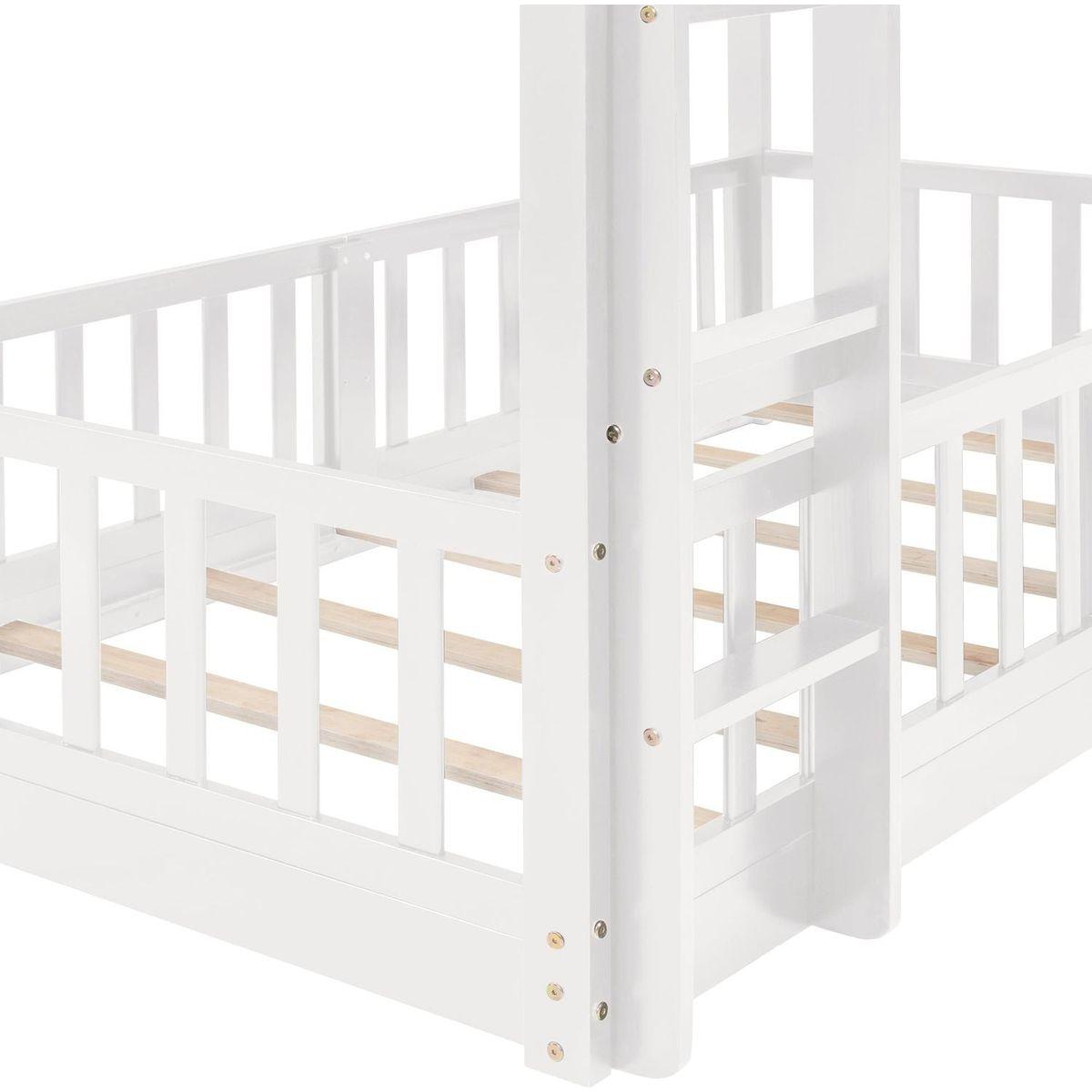 Twin Over Twin Bunk Bed with Slide and Ladder, White
