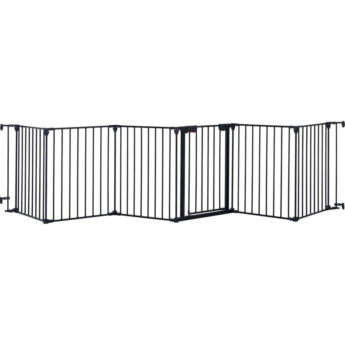 150" Adjustable Safety Gate 6 Panels Play Yard Metal Doorways Fireplace Fence Christmas Tree Fence Gate for House Stairs Gate prohibited area fence