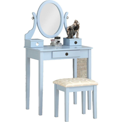 Moniys Wood Moniya Makeup Vanity Table and Stool Set, Blue