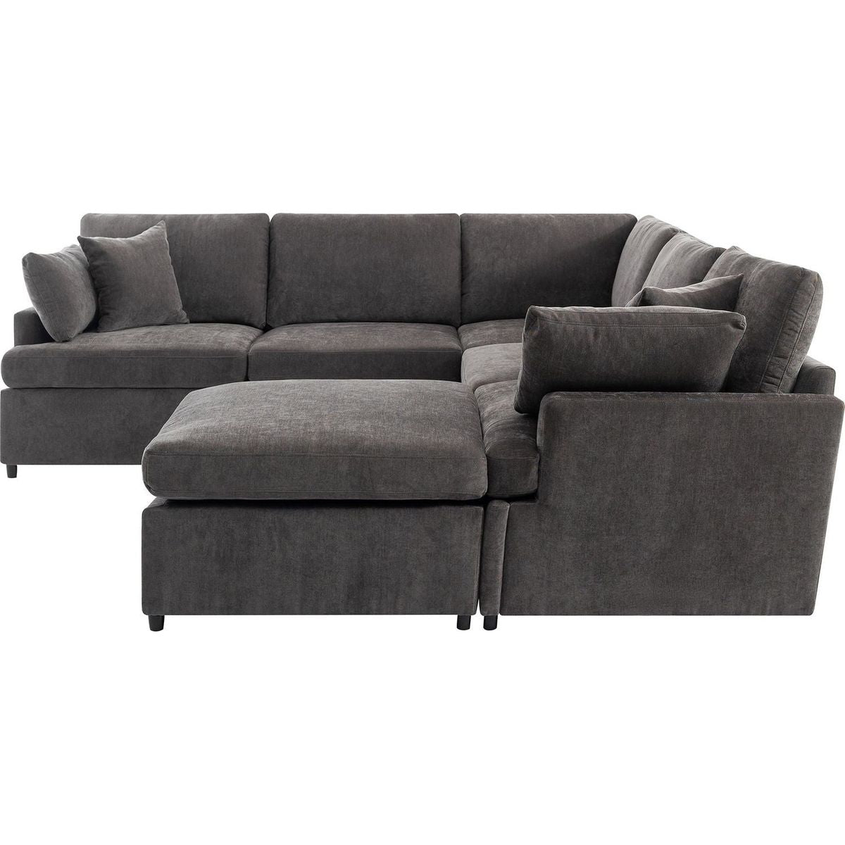 Modern Large U-Shape Sectional Sofa, with Removable Ottomans for Living Room (6-Seater)