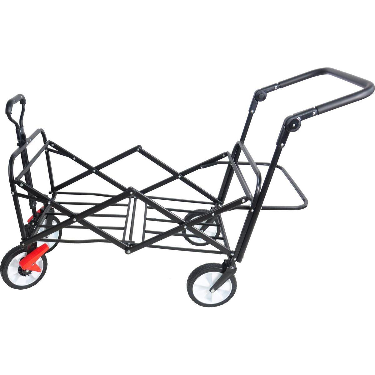 folding wagon Collapsible Outdoor Utility Wagon, Heavy Duty Folding Garden Portable Hand Cart, Drink Holder, Adjustable Handles