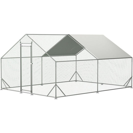 Large Metal Chicken Coop, Walk-in Chicken Run,Galvanized Wire Poultry Chicken Hen Pen Cage, Rabbits Duck Cages with Waterproof and Anti-Ultraviolet Cover for Outside(10' L x 13 W x 6.56' H)