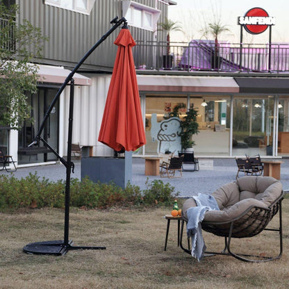 10ft Solar LED Offset Hanging Market Patio Umbrella (orange)