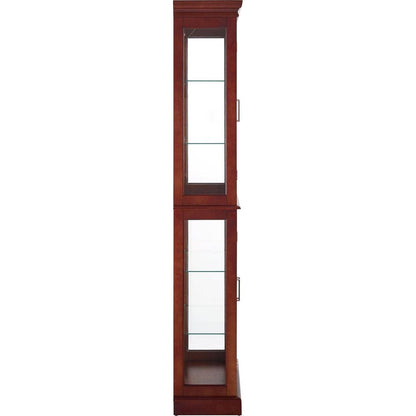 Curio Cabinet Lighted Curio Diapaly Cabinet with Adjustable Shelves and Mirrored Back Panel, Tempered Glass Doors (Cherry, 6 Tier), (E26 light bulb not included)