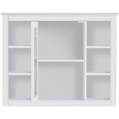 35" x 27.5" Medicine Cabinet, Wall Mounted Bathroom Storage Cabinet, Modern Bathroom Wall Cabinet with Mirror, Mirror Cabinet with 6 Open Shelves (Not Include Bathroom Vanity)