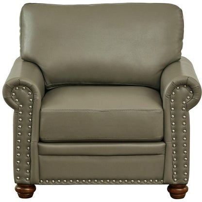 Living Room Sofa Single Seat Chair with Wood Leg Grey Faux Leather