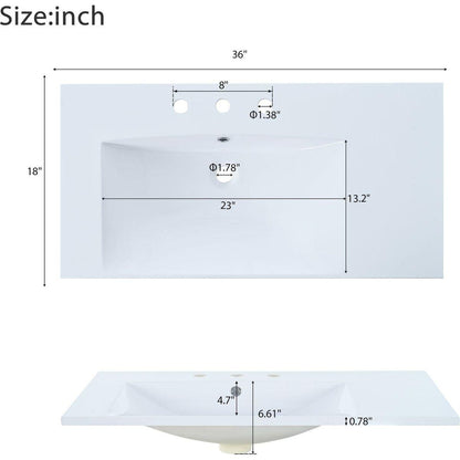 36" Bathroom Vanity with Undermount Sink, Free Standing Vanity Set with 2 Drawers& Soft Closing Doors, Bathroom Storage Cabinet with Solid Wood Feet, Green