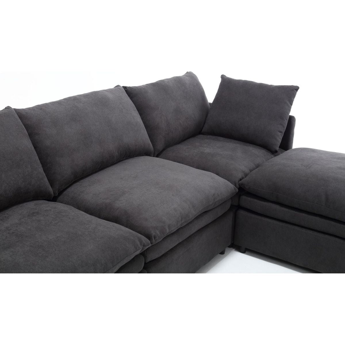 Modern U-shaped Sectional Sofa, 5-seat Upholstered Sofa Furniture,Sleeper Sofa Couch with Chaise Lounge for Living Room,Apartment,Dark Gray,Polyester