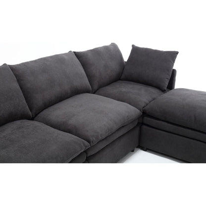 Modern U-shaped Sectional Sofa, 5-seat Upholstered Sofa Furniture,Sleeper Sofa Couch with Chaise Lounge for Living Room,Apartment,Dark Gray,Polyester