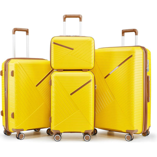 Luggage Sets 4 Piece(14/20/24/28), Expandable Lightweight Suitcase with 4 Double 360 Degrees Mute Spinner Wheels PP Materials Durable TSA Lock Travel Luggage