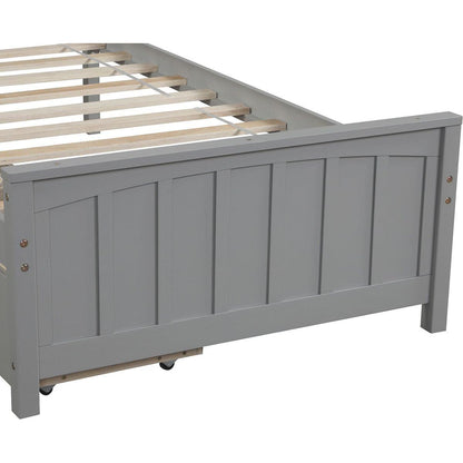 Twin size Platform Bed with Two Drawers, Gray