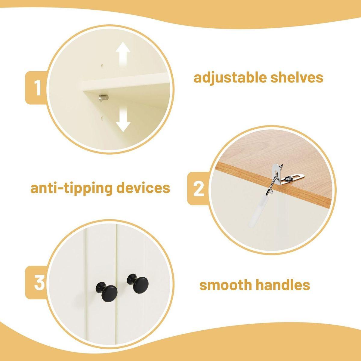 [Assembly Video Provided]40.2x20x71.3inch High Freestanding Kitchen Pantry Large Cupboard Storage Cabinet with 2 Drawers, 2 Adjustable Shelves, 8 Door Shelves for Kitchen, Dining Room,Cream