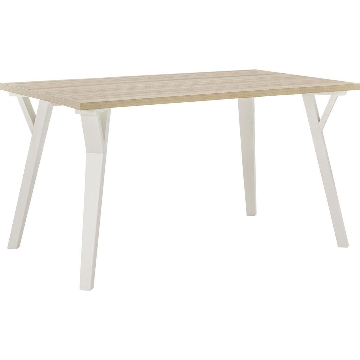Alwynn Contemporary Rectangular Dining Table, White and Natural Wood