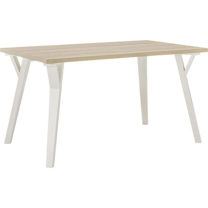 Alwynn Contemporary Rectangular Dining Table, White and Natural Wood
