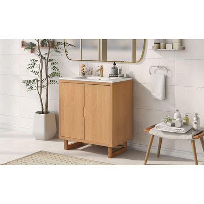 30" Bathroom vanity Set with Sink, Combo Cabinet, Bathroom Storage Cabinet, Solid Wood Frame